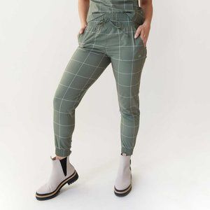 Albion Fit Destination Joggers Sage Windowpane Small Tall NWT